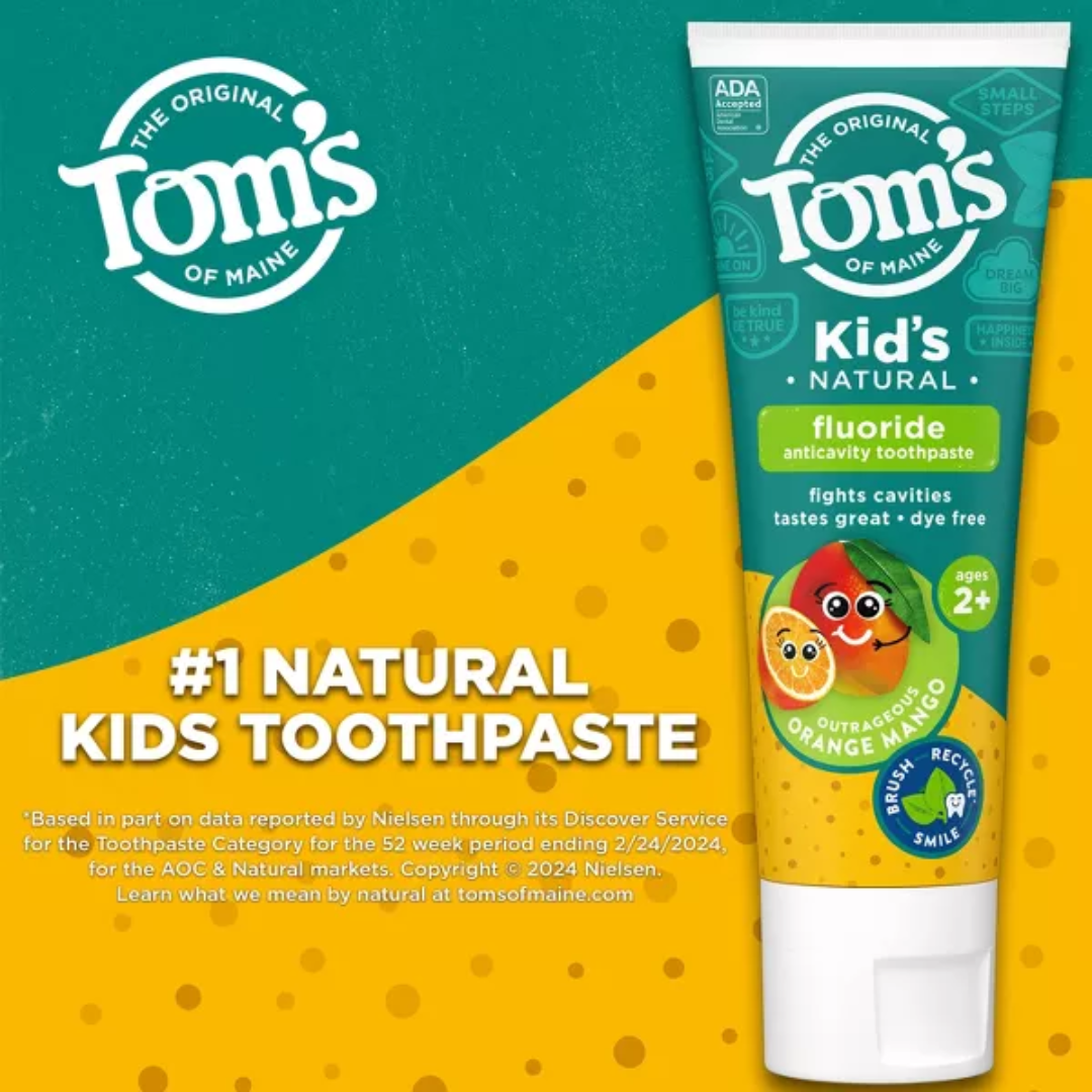 Tom's of Maine Kid's Natural Fluoride Outrageous Orange Mango Toothpaste, 144 g / 5.1 oz.