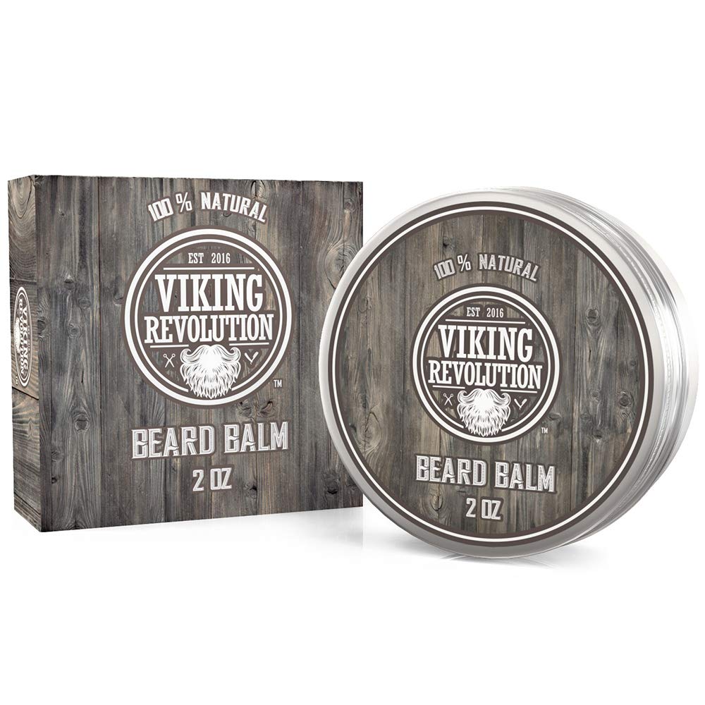 Viking Revolution Beard Balm with Argan Oil & Mango Butter, Citrus Scent Leave-In Conditioner Wax, 2 oz.