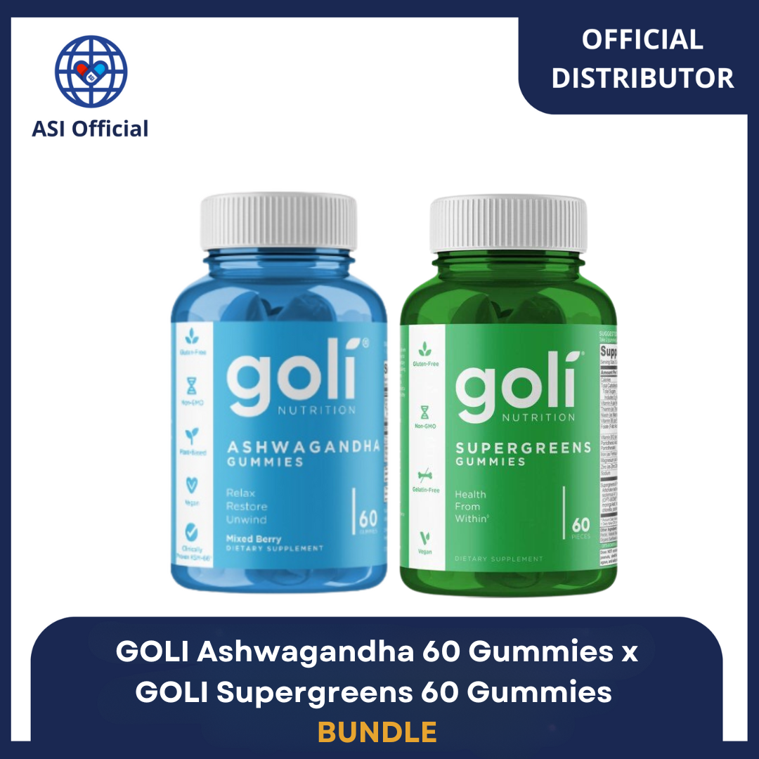 Goli 2 Pack Ashwagandha and Supergreens, 60 Gummies