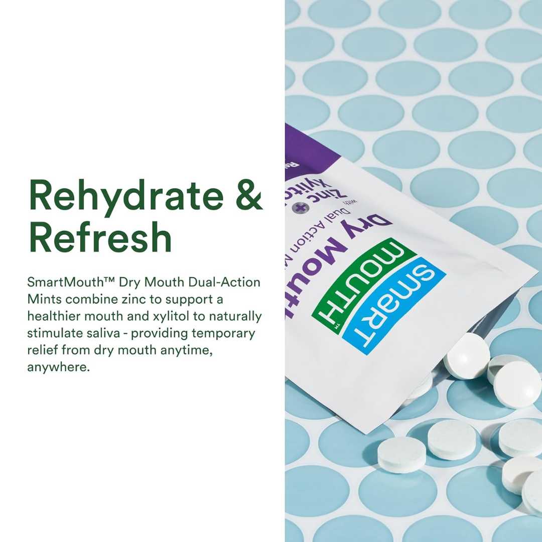 Smart Mouth Dry Mouth Dual Action Mellow Mints with Zinc + Xylitol, 50 Count