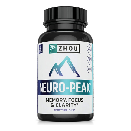 Zhou Neuro-Peak Brain Support Supplement Memory, Focus & Clarity Formula, 30 Veggie Capsules