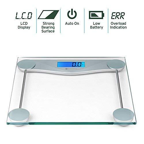 Etekcity Digital Body Weight Bathroom Scale with Body Tape Measure, 8mm Tempered Glass, 400 Pounds