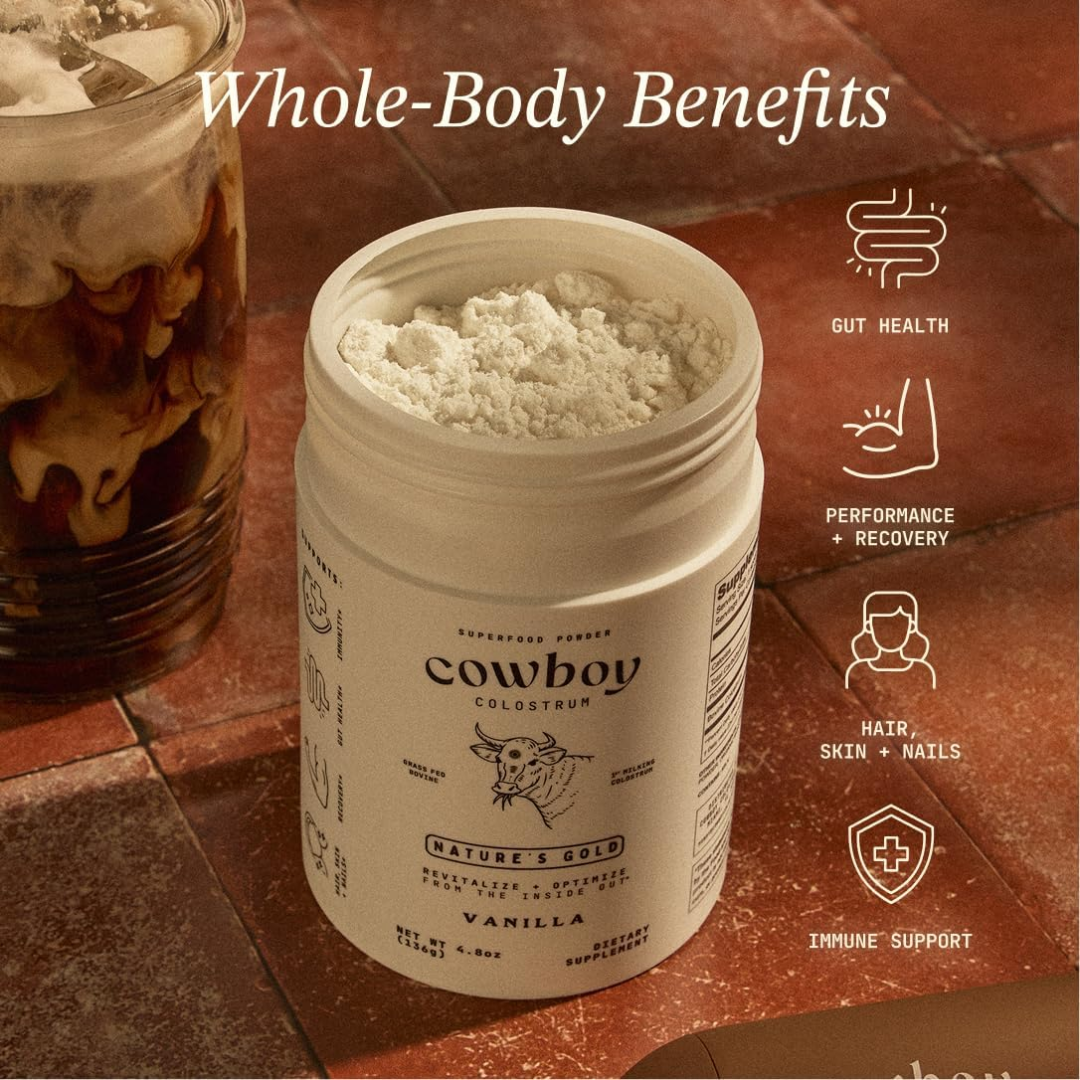 Cowboy Bovine Colostrum Superfood Vanilla Powder, 4.8 oz / 136 g