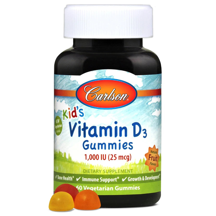 Carlson Kid's Vitamin D3 Gummies, 1000 IU (25 mcg) - 60 Vegetarian Gummies