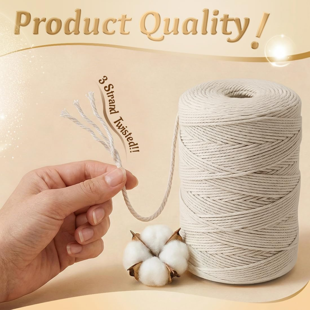 Smart & Casual Natural White Cotton Twine, 700 ft
