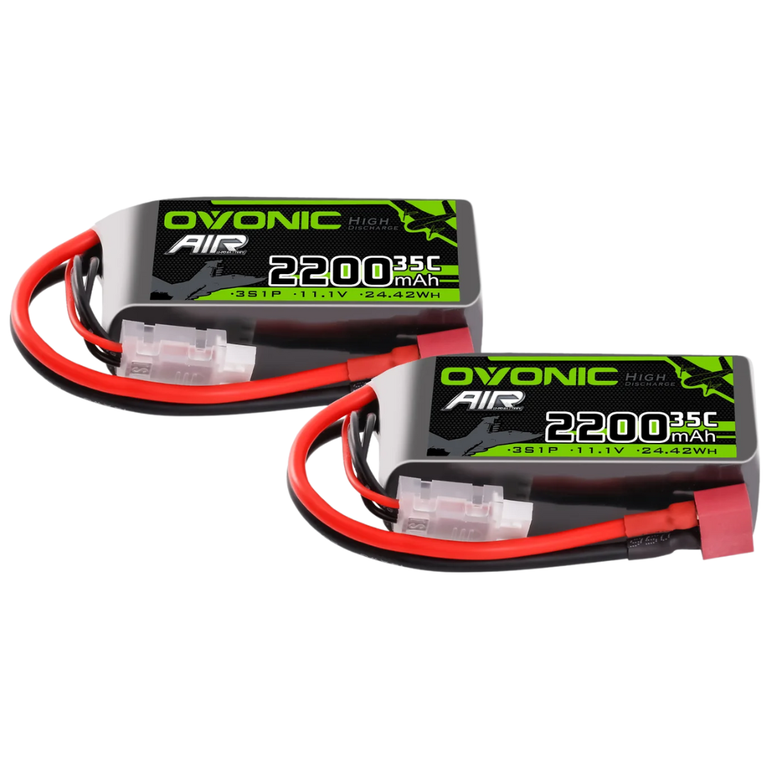 Ovonic Air Lithium Polymer Battery 2200 mAh 35c 3S 1P 11.1 V 24.42WH (2 Pack)