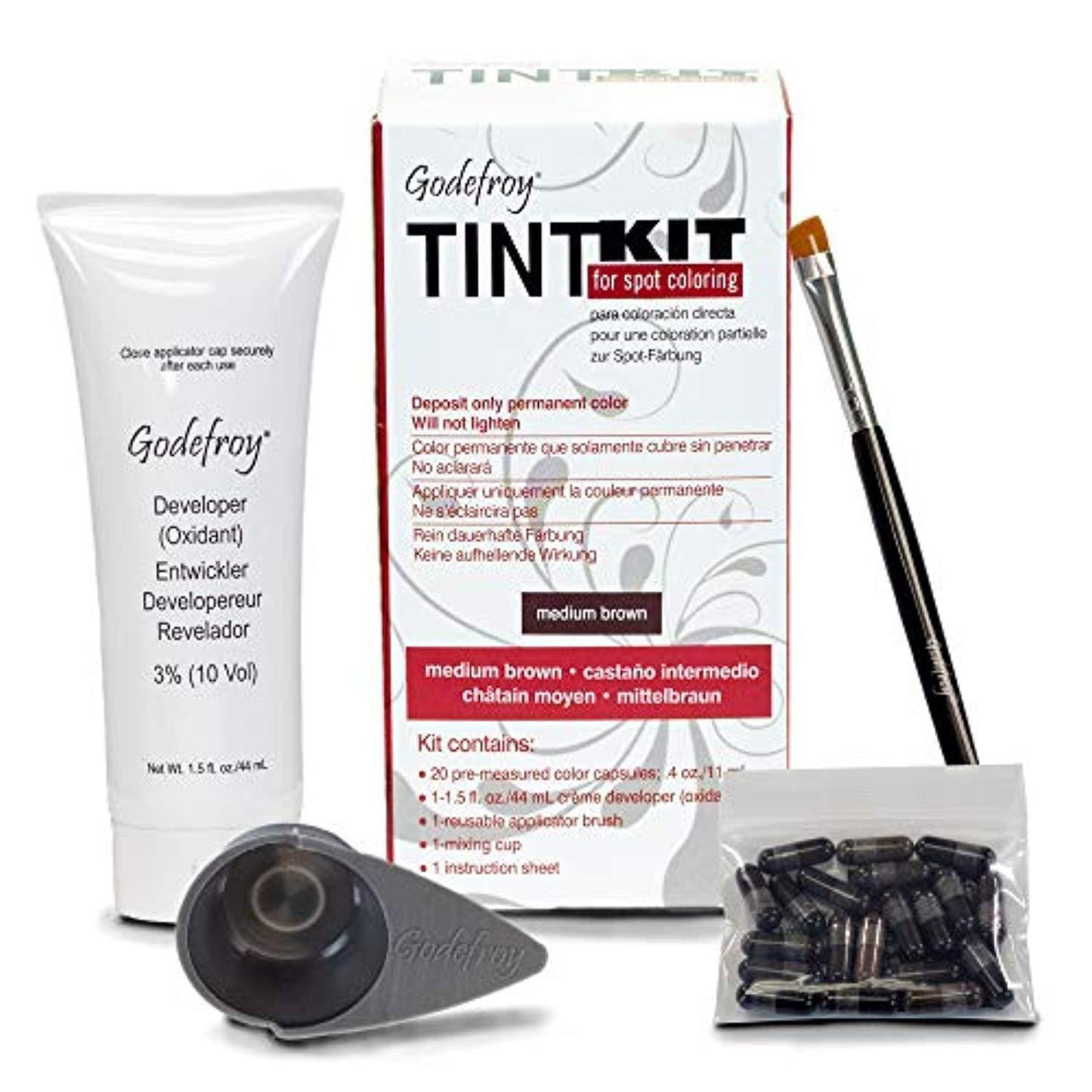 Godefroy Professional Tint Kit, For Spot Coloring, Medium Brown, 20 Count