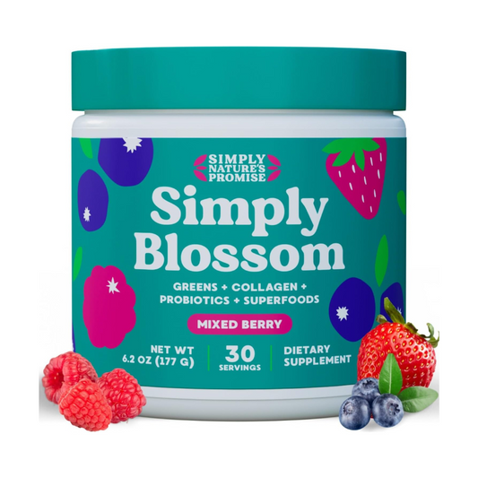 Simply Blossom Greens + Collagen + Probiotics + Superfoods Mixed Berry Supplement 6.2 oz / 177g
