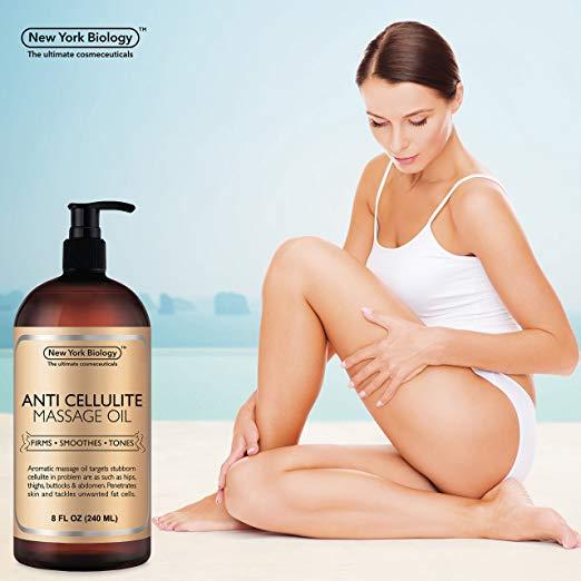 New York Biology Anti Cellulite Treatment Massage Oil 8 fl.oz / 240 ml (Packaging May Vary)