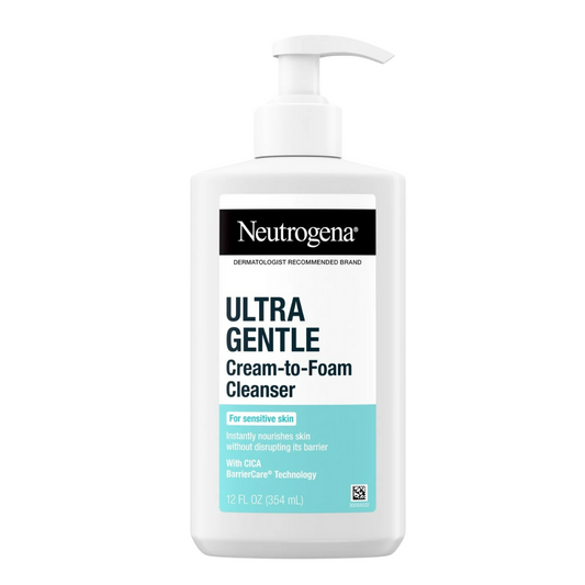 Neutrogena Ultra Gentle Cream-to-Foam Cleanser for Sensitive Skin with CICA, 354 ml / 12 fl oz