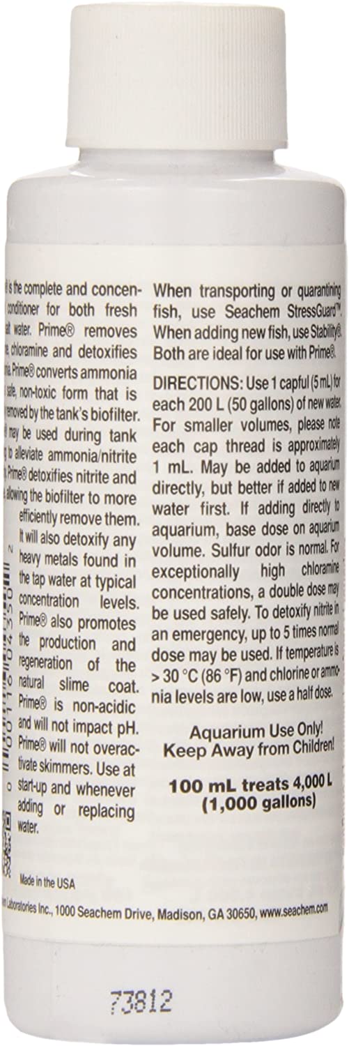 Seachem Prime Concentrated Conditioner For Marine & Freshwater 3.4 Oz / 100ml