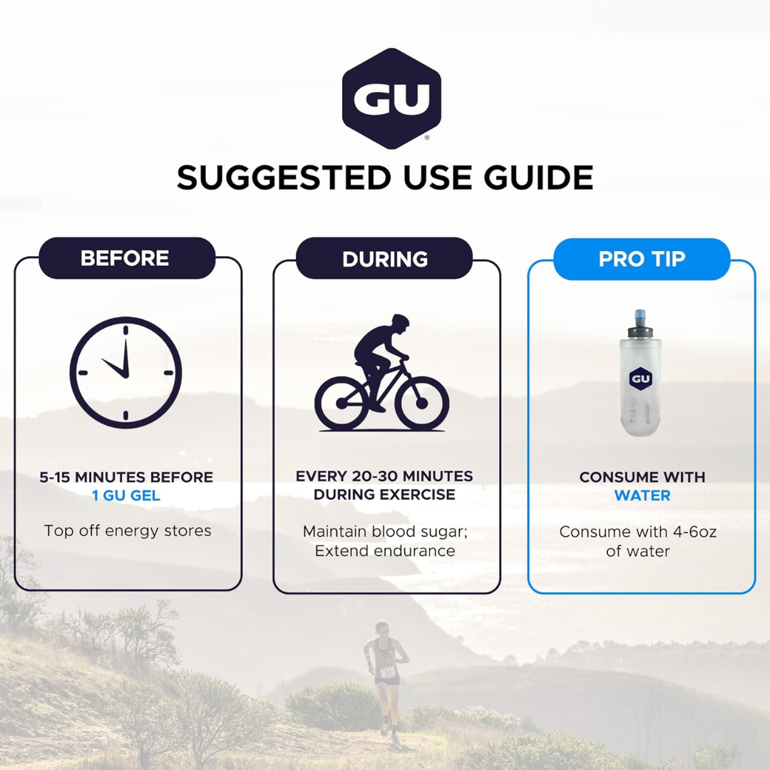 GU Energy Gel + Caffeine Vanilla Bean, 1.1 oz / 32 g