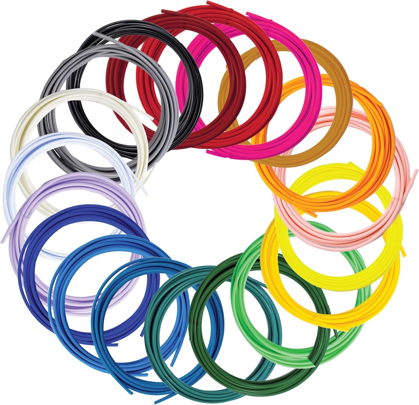 SCRIB3D PLA 3D Pen Filament Refill Bundle, 20 Colors 5 meters each / 100m
