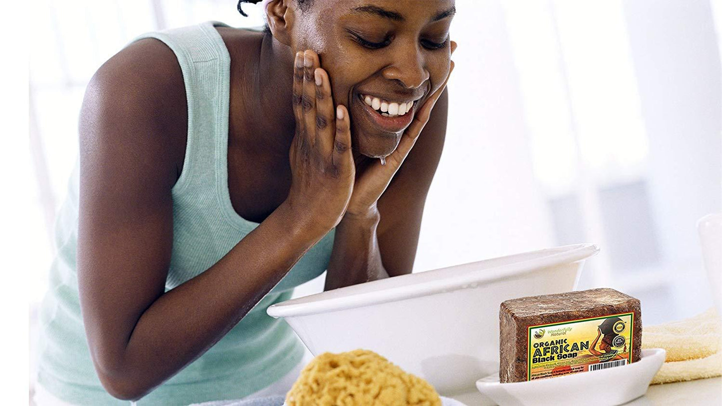 Wonderfully Natural African Black Soap, 1 lb. / 453g Bar  #1 Acne Treatment Eczema Soap