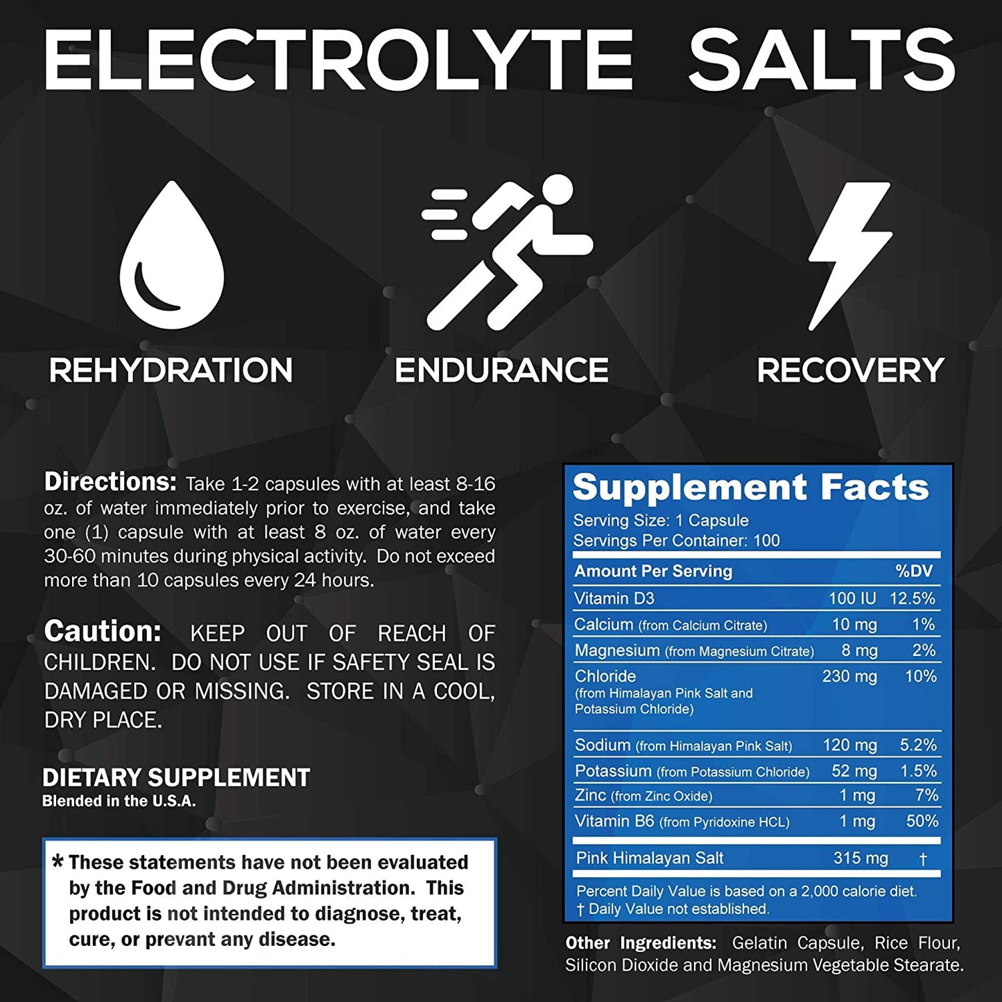 PolyFit Electrolyte Salts With Pink Himalayan Salt 100 Capsules