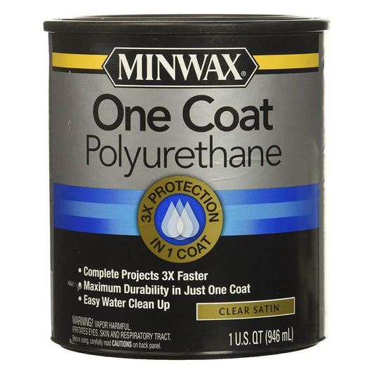 Minwax One Coat Polyurethane 3x Protection in 1 Coat - Clear Satin 946ml