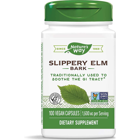 Nature's Way Slippery Elm Bark 1600mg, 100 Vegan Capsules