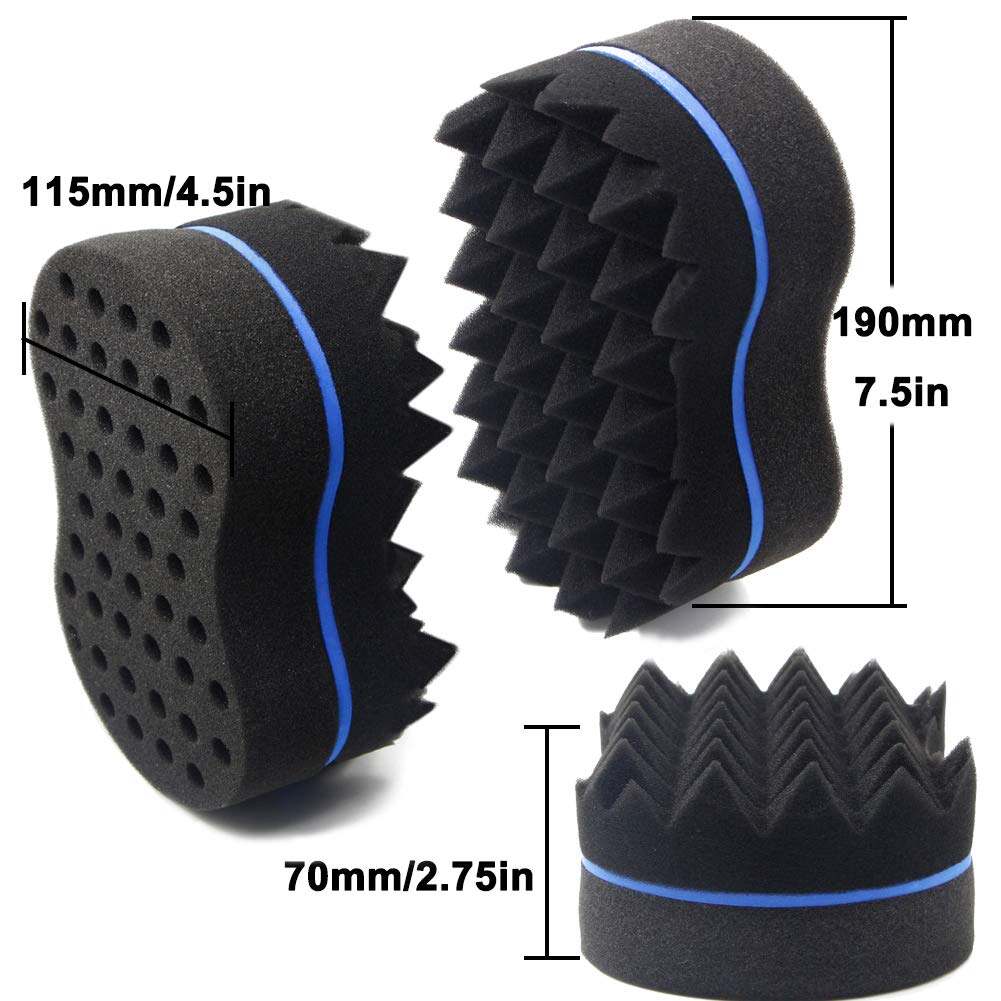 RioRand Hair Sponge Magic Barber Twist Curl Brush Sponge Dreads Comb Care Tool, Pyramid Black