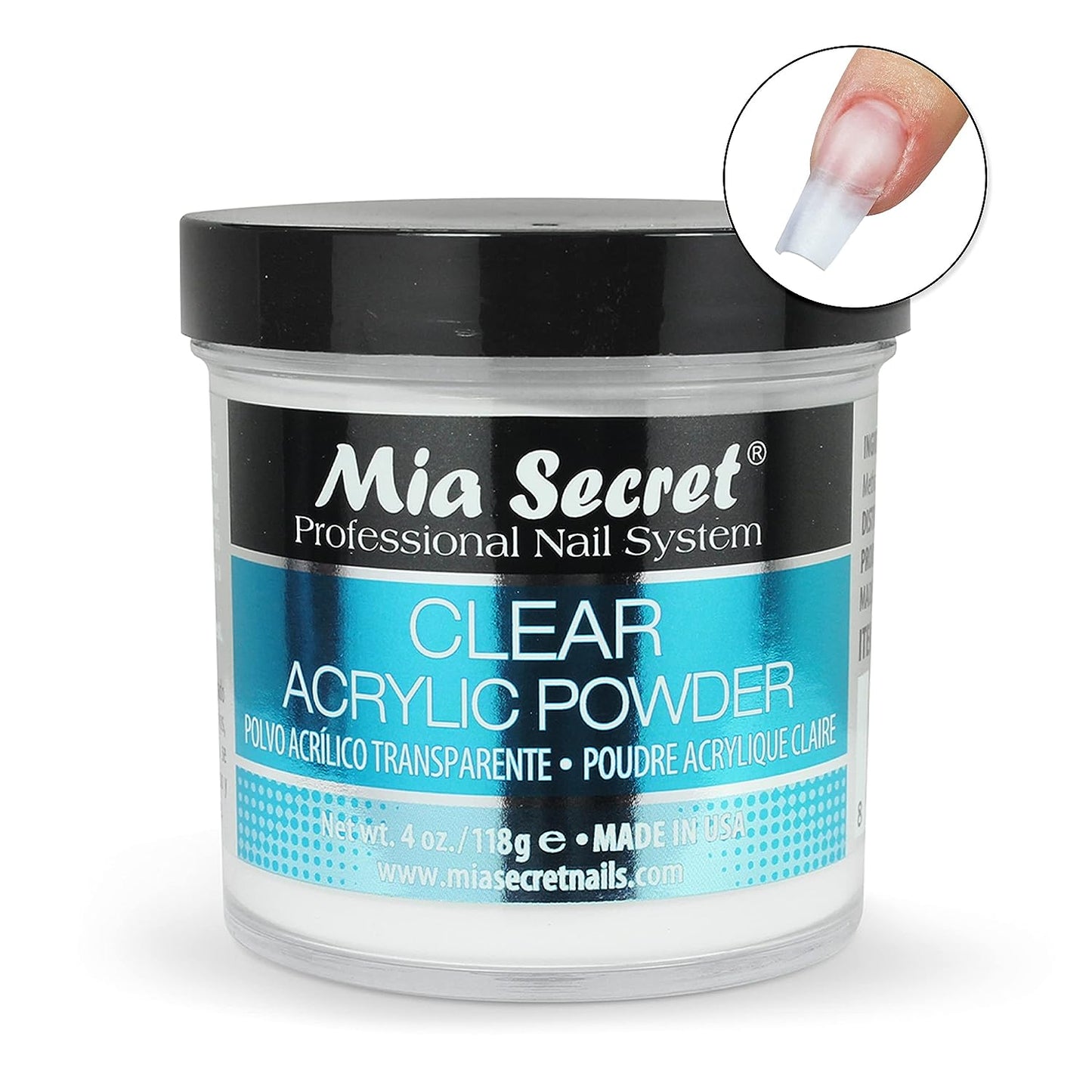 Mia Secret Professional Nail System Clear Acrylic Powder 4 oz / 118g