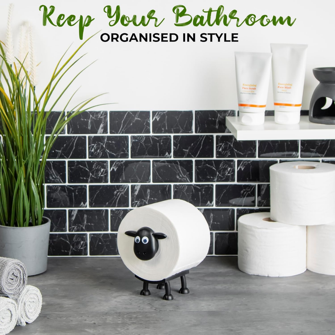 VELENTI Sheep Toilet Roll Holder 3D Printed Black Sheep Loo Roll Holder Cute Bathroom Decor