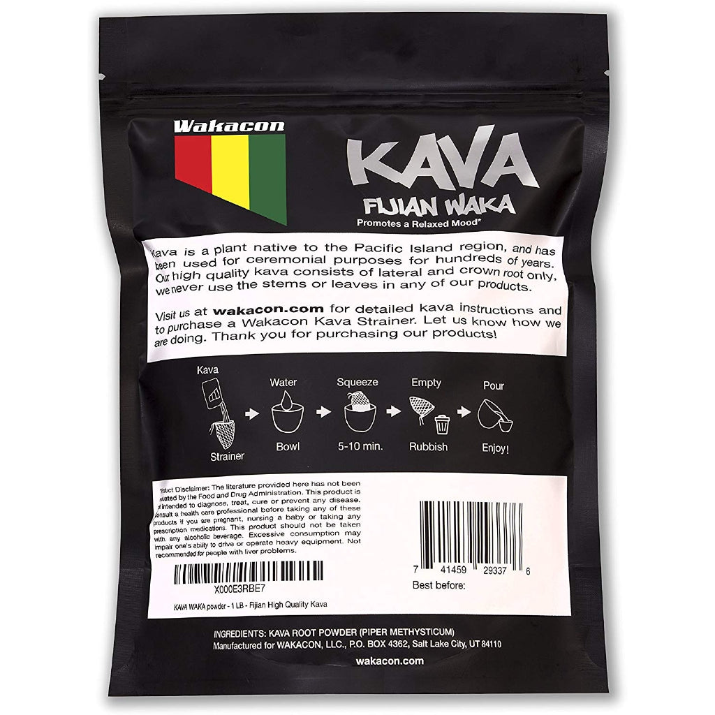 Wakacon KAVA WAKA Powder - Fijian Noble Premium Quality Kava Root (16oz)