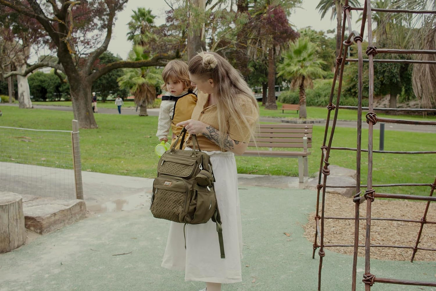 BabbleRoo Diaper Bag Backpack - Multi function Waterproof, Unisex (Dark Gray)