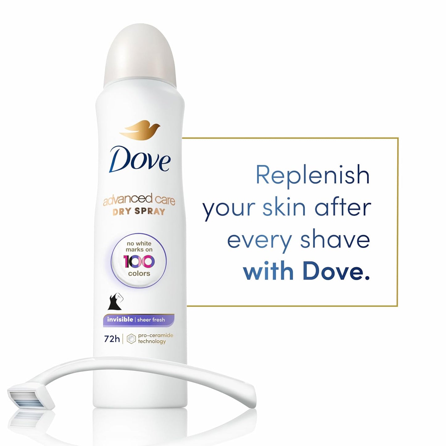 Dove Womens Deo Advanced Care Dry Spray Invisible Sheer Fresh, 107 g / 3.8 oz.