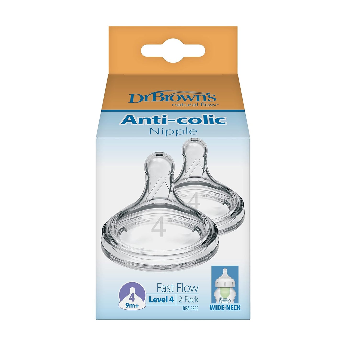 Dr. Brown's Natural Flow Anti-Colic Nipple Wide Neck 2 Pack