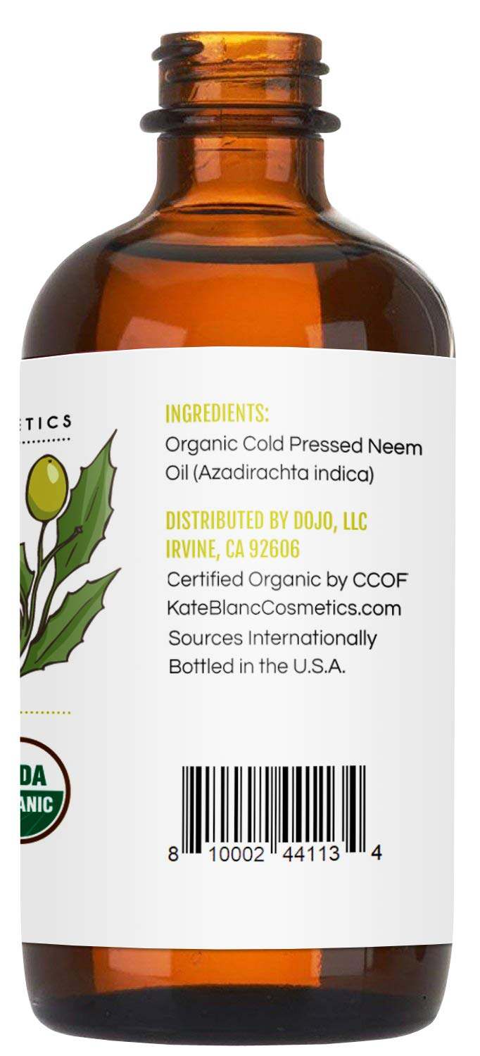 Kate Blanc Cosmetics Organic Neem Oil for Healthier Hair, 4 fl.oz / 120ml