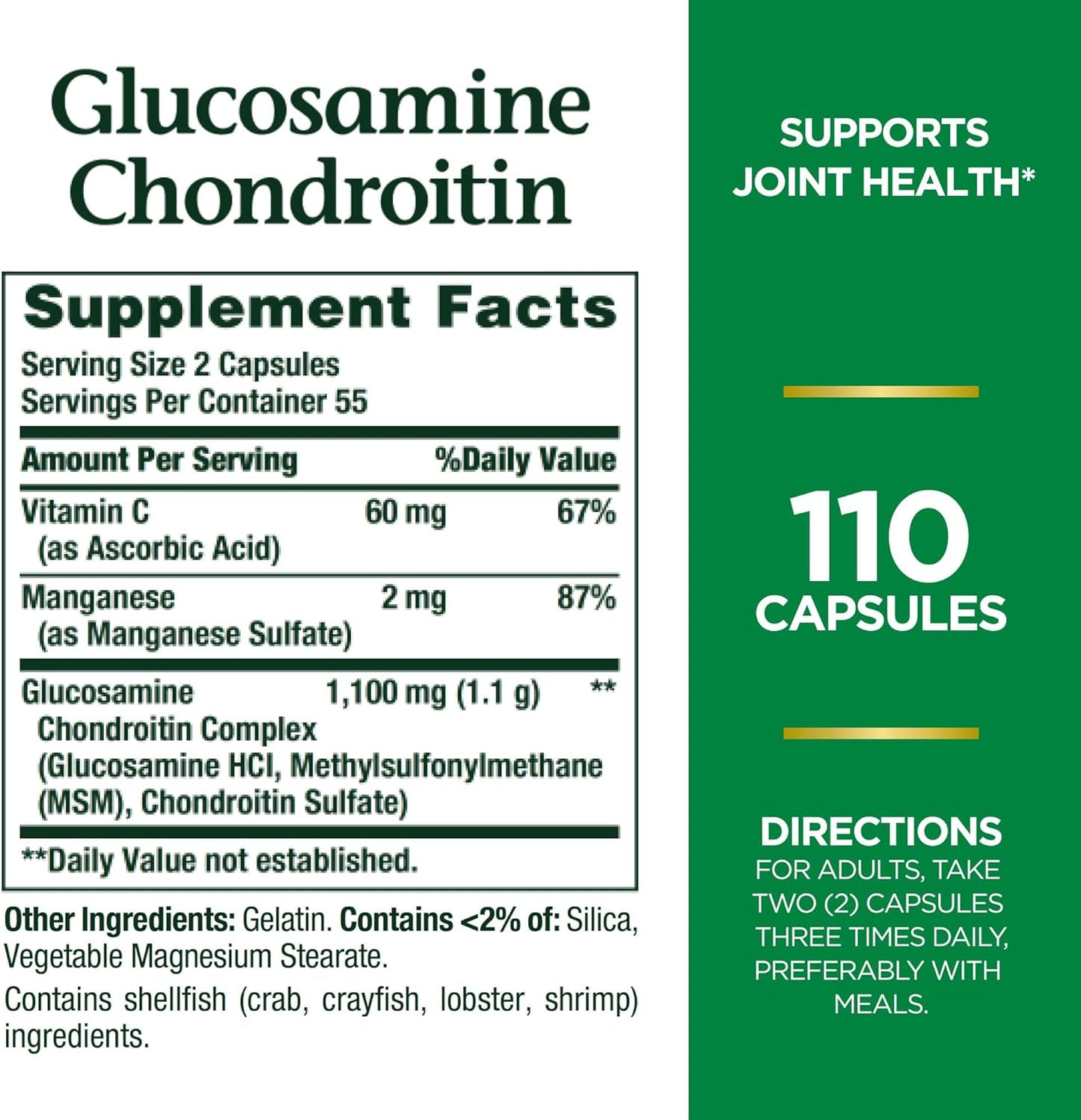 Nature's Bounty Glucosamine Chondroitin, 110 Capsules
