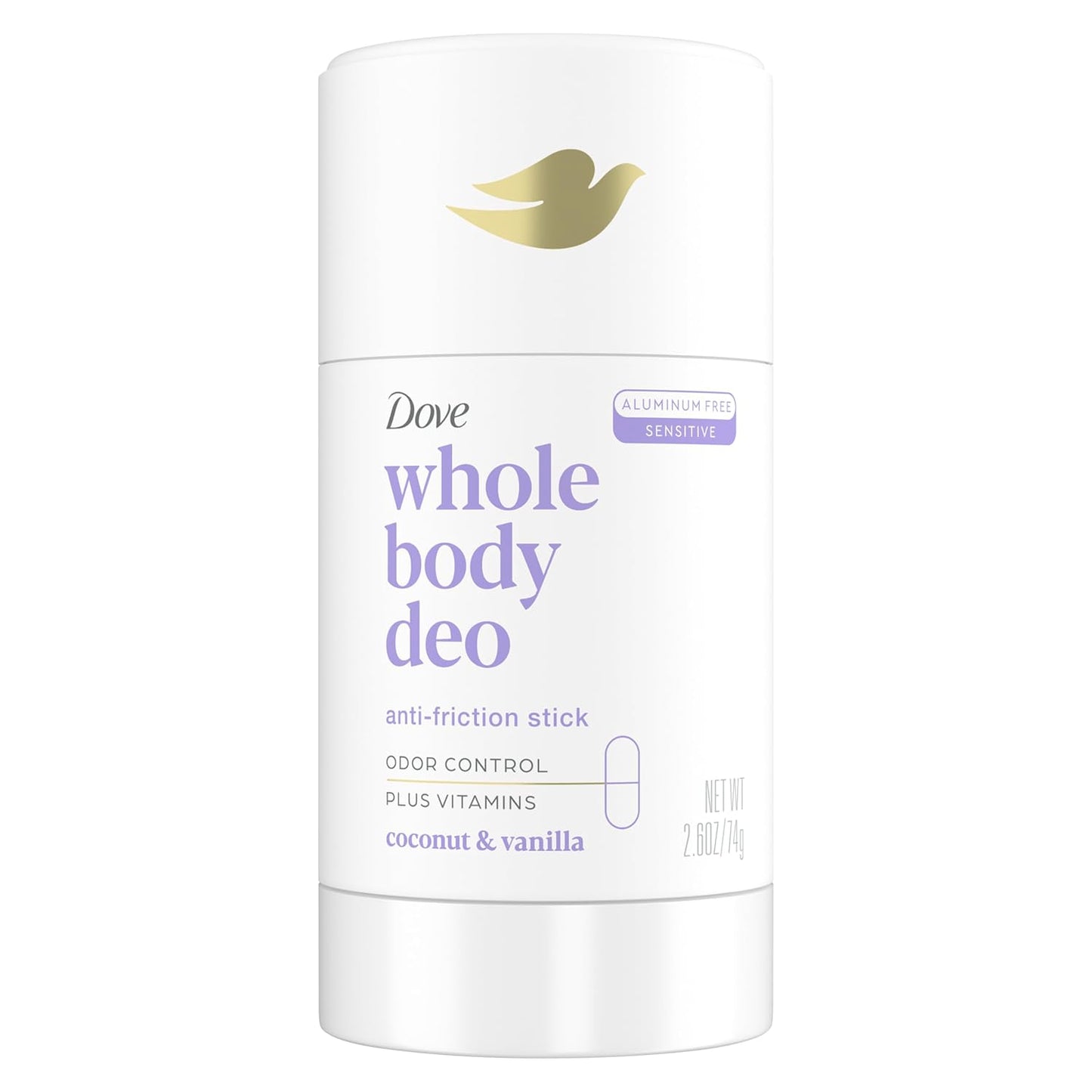 Dove Whole Body Deo Anti-friction Stick Coconut & Vanilla, 74g / 2.6 oz.