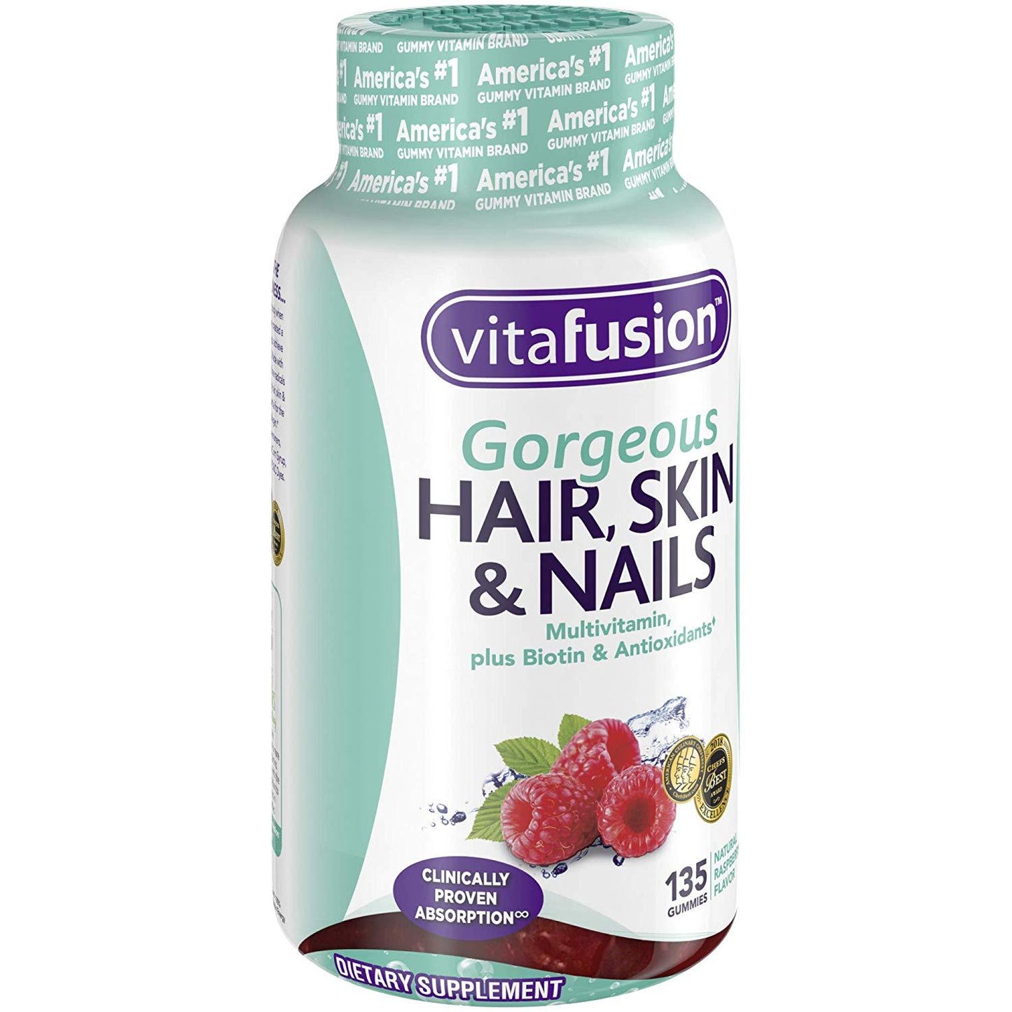 Vitafusion Gorgeous Hair Skin and Nails Multivitamin (135 Gummies Natural Raspberry Flavor)