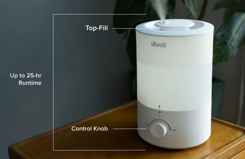 LEVOIT Humidifiers for Bedroom, Dual 150 Ultrasonic Cool Mist ( White )