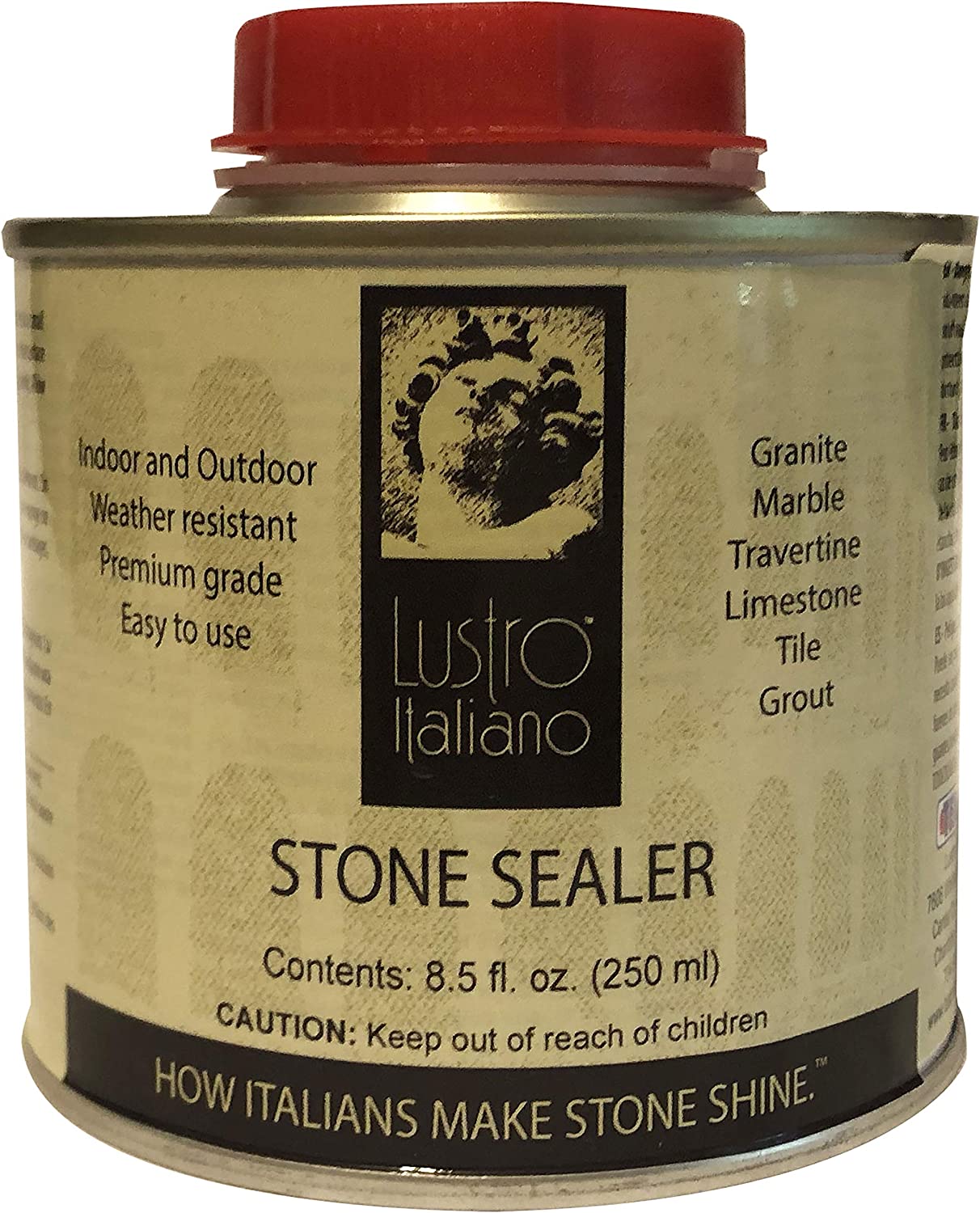 Lustro Italiano Indoor And Outdoor Weather Resistant Stone Sealer 8.5 Fl Oz / 250ml