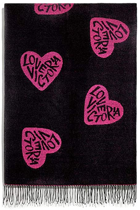 Victoria's Secret Black And Pink Love Victoria Blanket