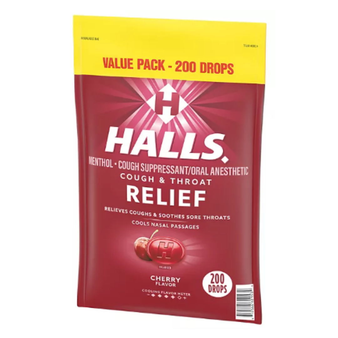 Halls Menthol Cough Suppressant/Oral Anesthetic Cough Cools Nasal Passages (Cherry Flavor) 200 Drops