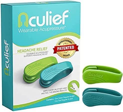 Aculief Wearable Acupressure Headache, 2 Count (Teal and Green)