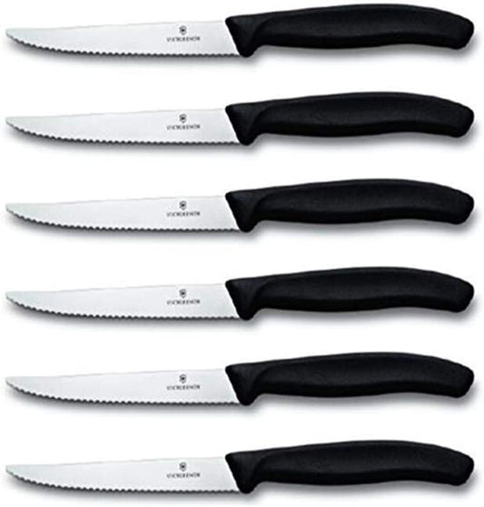 Victorinox Swiss Classic 6 Piece Set (4½" Spear Point Serrated) Black, 4.25 x 0.5 x 0.5 inches
