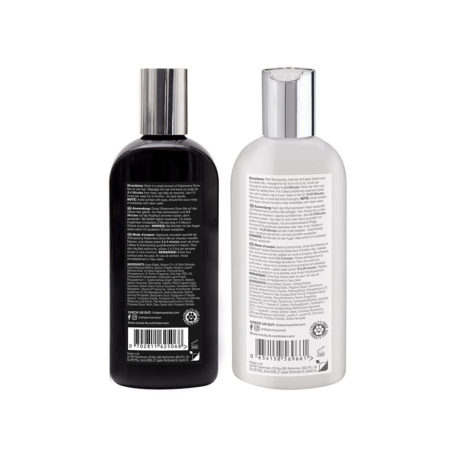 Watermans Grow Me Shampoo & Condition Me Conditioner Hair Growth Set, 8.45 fl.oz / 250ml each