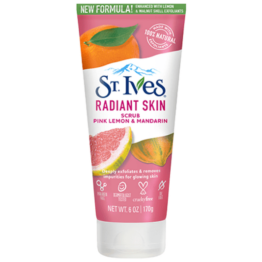St. Ives Radiant Skin Face Scrub Pink Lemon & Mandarin for Radiant Skin, 6 oz. / 170g