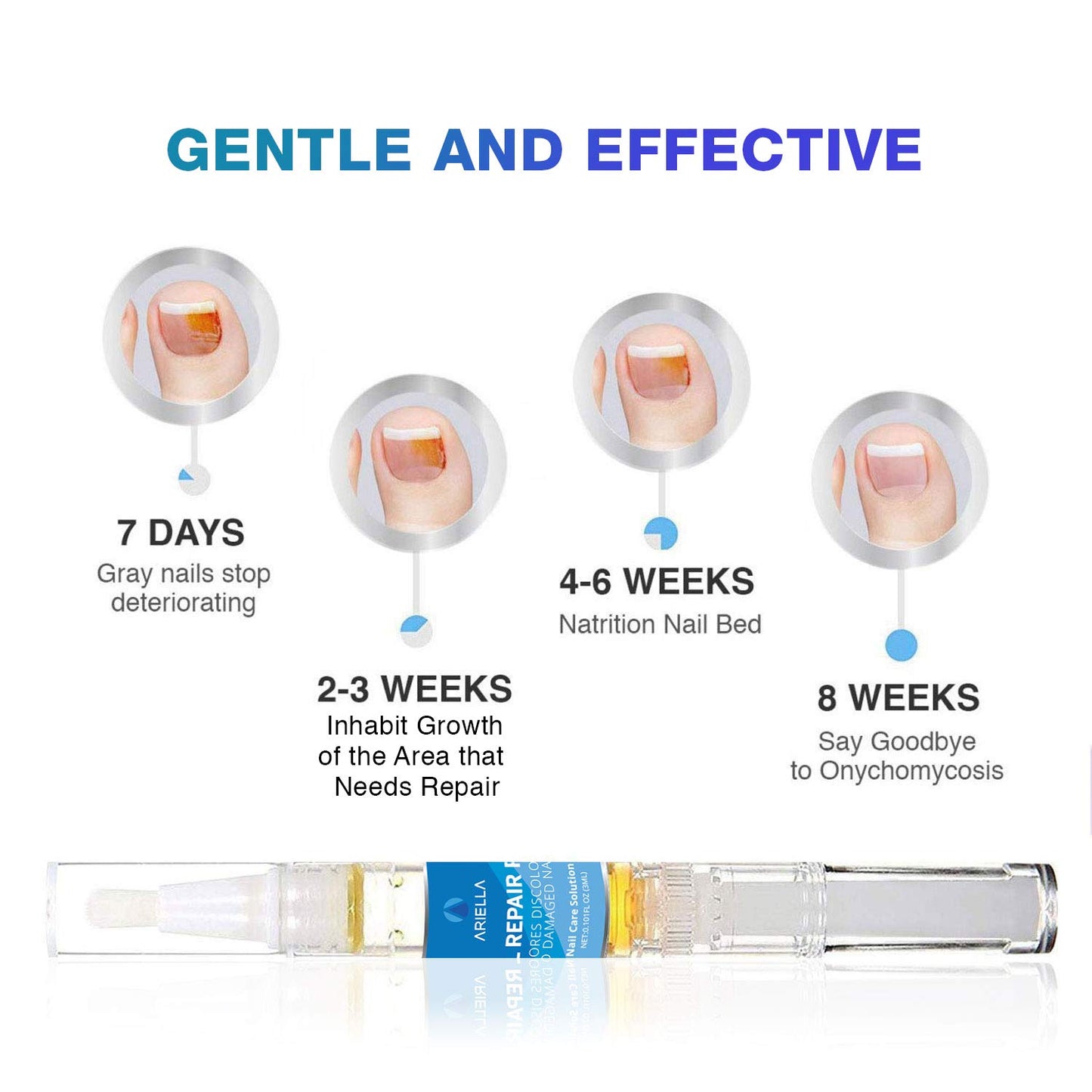 Ariella Toenail and Nail Repair Pen, Fixes and Restores Discolored and Damaged Nails (2 pcs) No Box