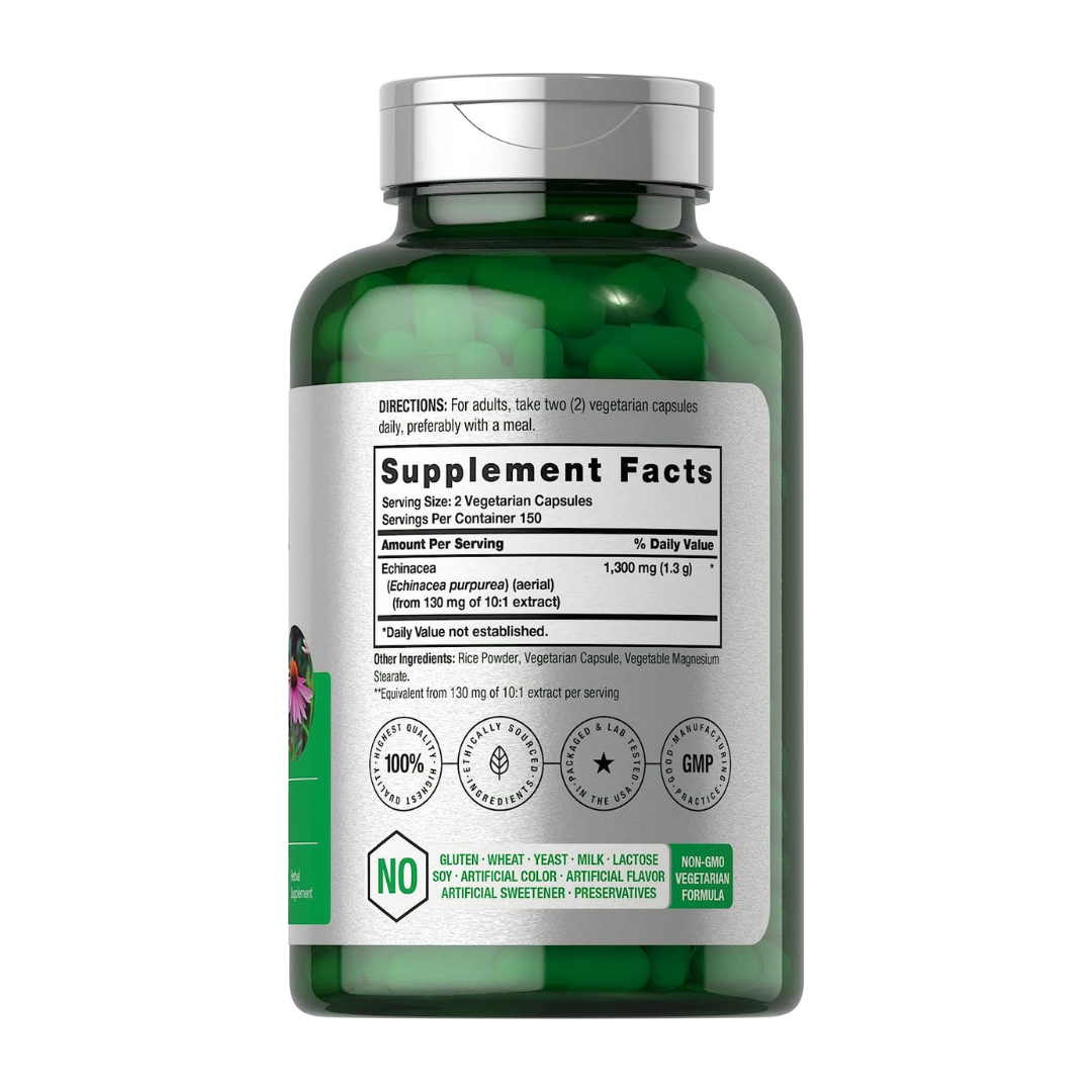 Horbaach Echinacea 1300mg Supplement 300 Vegetarian Capsules