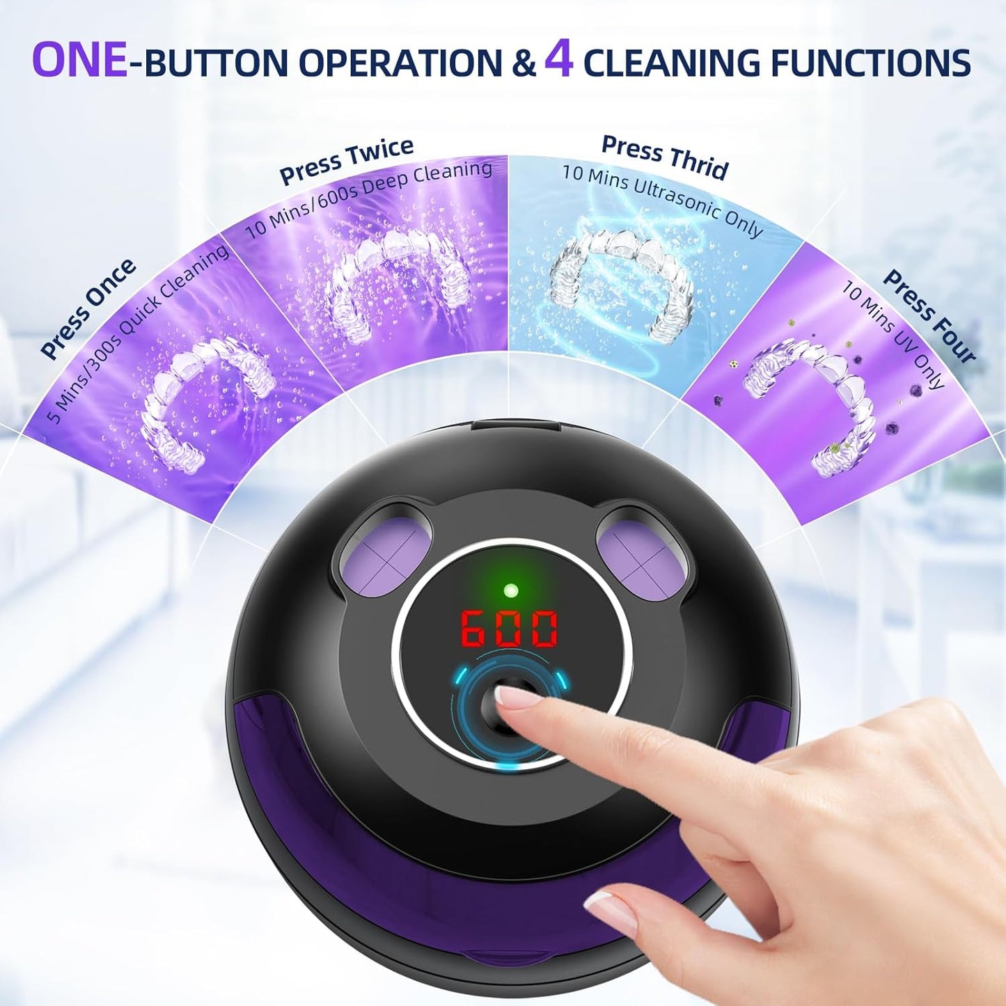 EcoBasic Ultrasonic Retainer Cleaner Aligners Dentures Retainer Guards