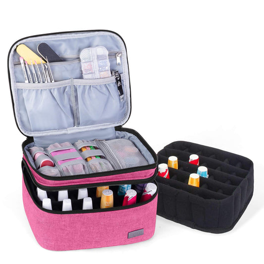 Luxja Portable Organizer Bag For Nail Polish And Manicure 1 Set (Pink)