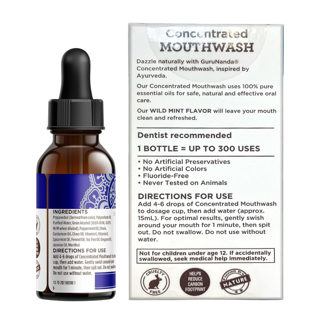 Guru Nanda Concentrated Mouthwash Wild Mint Flavor, 2 oz / 59 ml