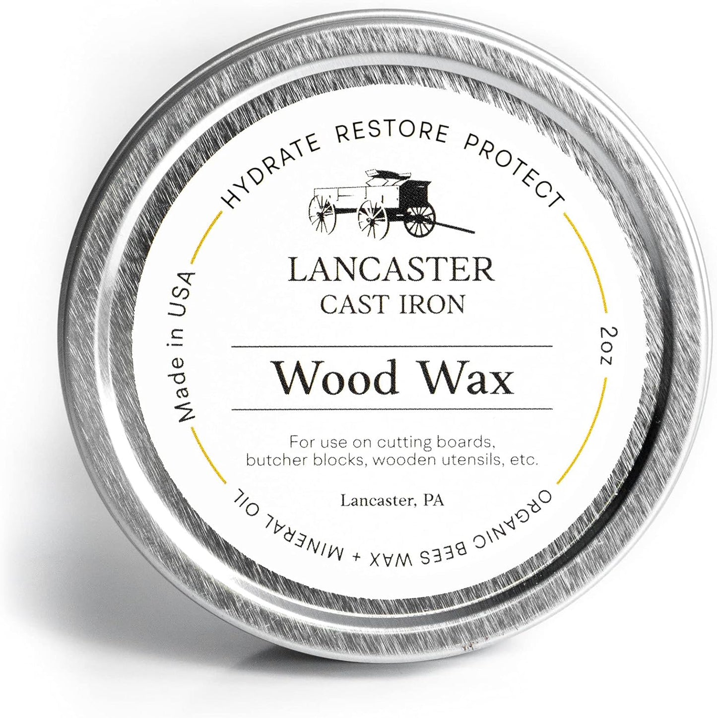 Lancaster Cast Iron Wood Wax for Cutting Boards, Blocks and Wooden Utensils, 2 oz.