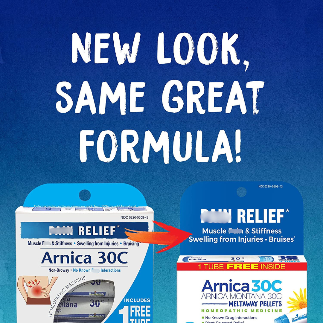 Boiron Arnica Montana 30C Meltaway Pellets Homeopathic Medicine Relief, 3 Tubes Approx. 80 Pellets per tube (Packaging May Vary)