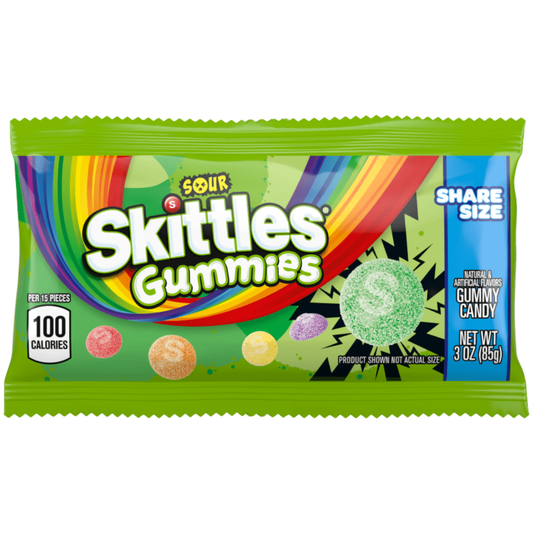 Skittles Sour Gummy Candy, 3 oz / 85 g
