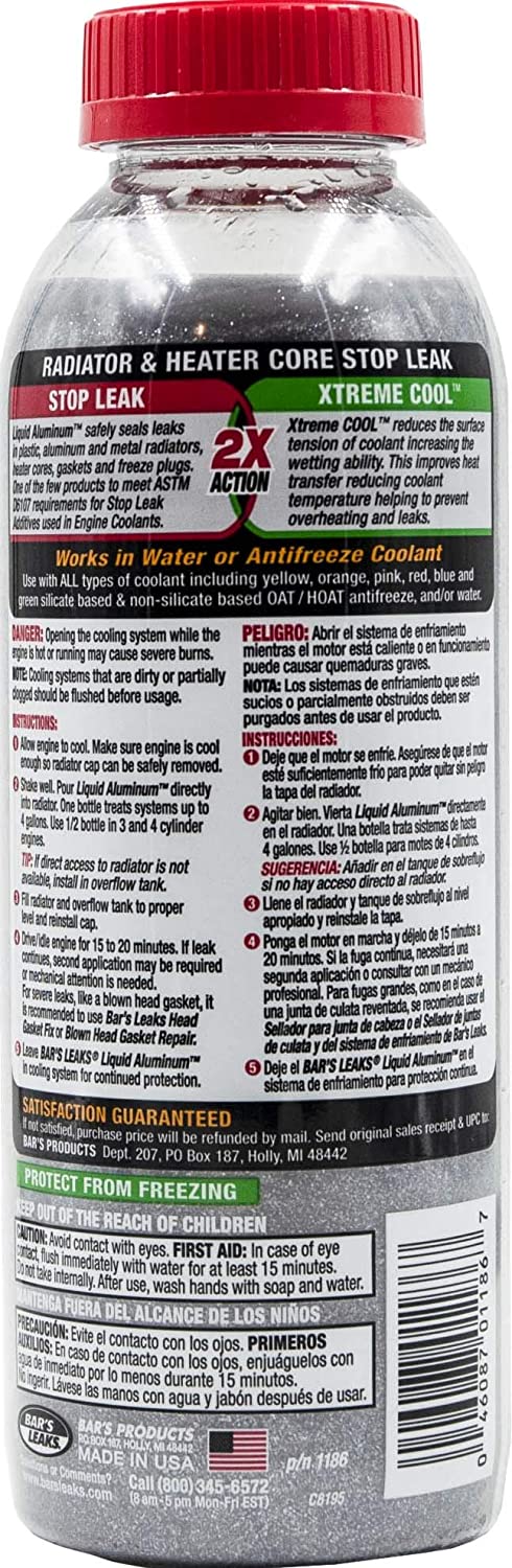 Bar's Leaks Liquid Aluminum Cooling System Radiator & Heater Core Stop Leak, 16.9 fl.oz / 500ml