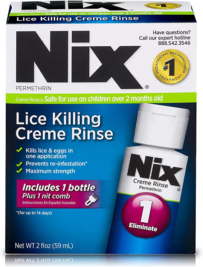 Nix Lice Creme Rinse and Nit Comb to Remove Lice & Eggs from Hair | 2 oz
